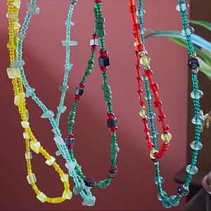 Set of beaded chokers various colors all approx 18-19 inches